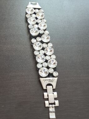 Crystal Cluster Silver Cuff Bracelet - Plunder
